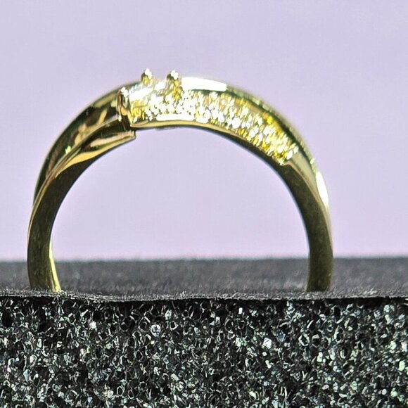 Elegant Gold-Tone Three-Band Ring With Sparkling CZ Accents Size 10.25 (NWOT) - Picture 6 of 7